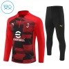 Sudadera De Entrenamiento AC Milan Cremallera De Cuarto 2024-25 Roja - Niño